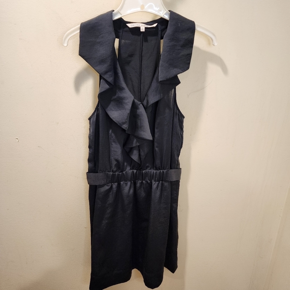 Rachel Roy Black Sleevesless Ruffle Party Mini dress size 10